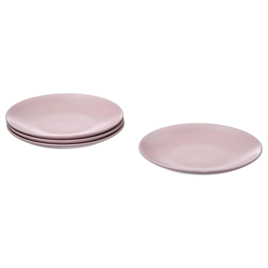 Набор тарелок, 4 шт. - IKEA FÄRGKLAR/FARGKLAR, 20 см, светло-розовый, ФЭРГКЛАР ИКЕА (изображение №1)