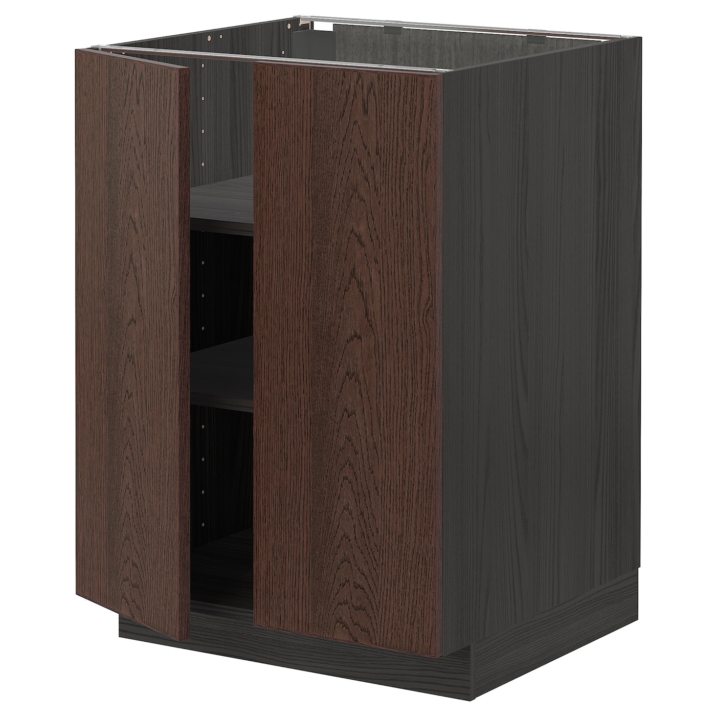 Напольный кухонный шкаф  - IKEA METOD, 88x62x60см, черный/коричневый, МЕТОД ИКЕА