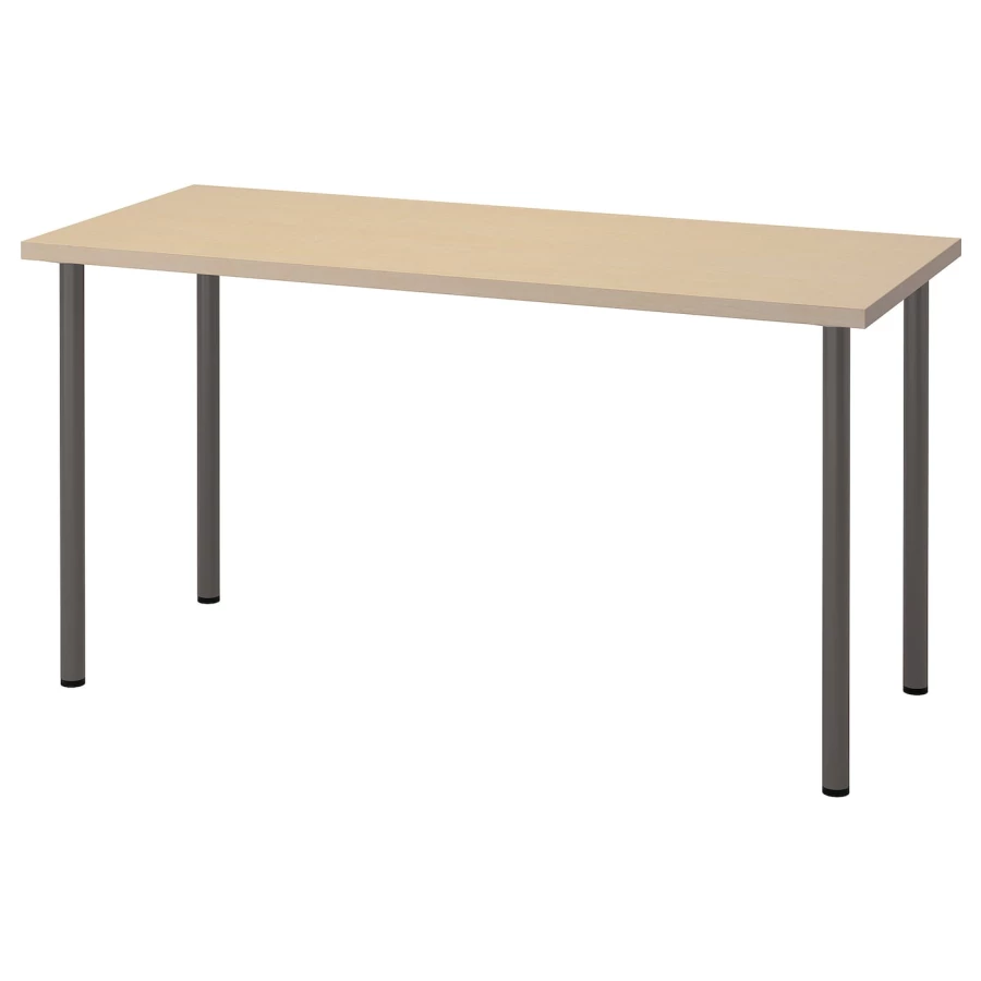 Рабочий стол - IKEA MÅLSKYTT/MALSKYTT/ADILS, 140х60 см, береза/темно-серый, МОЛСКЮТТ/АДИЛЬС ИКЕА (изображение №1)
