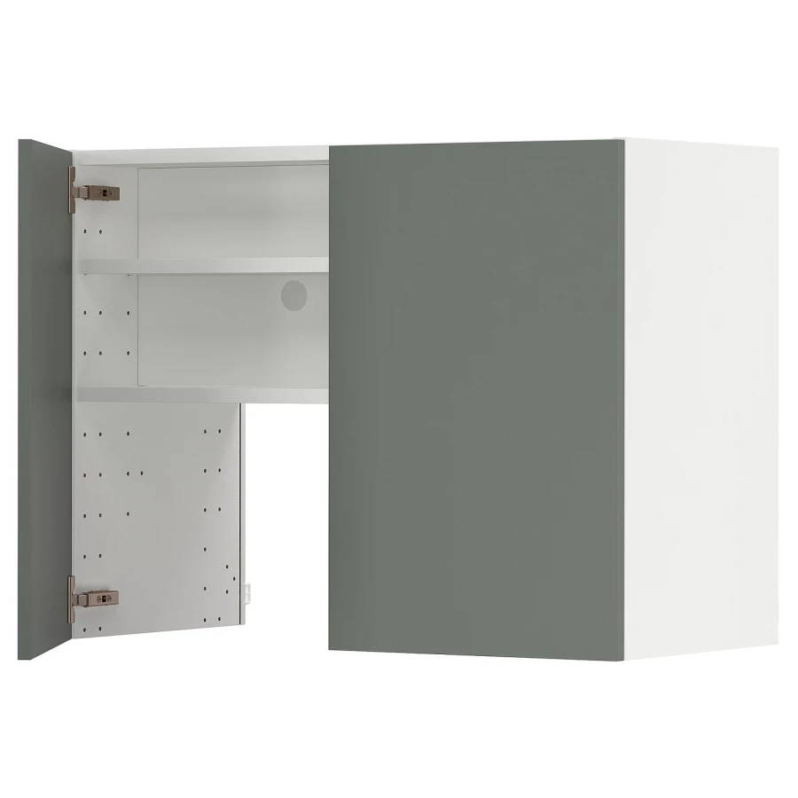 Навесной шкаф с полкой - METOD IKEA/ МЕТОД ИКЕА, 60х80 см, белый/темно-зеленый (изображение №1)