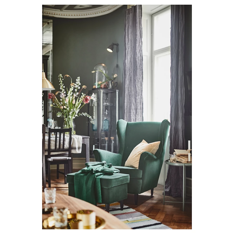 Кресло с подголовником - IKEA STRANDMON, 82х96х101 см, темно-зеленый, СТРАНДМОН ИКЕА (изображение №4)