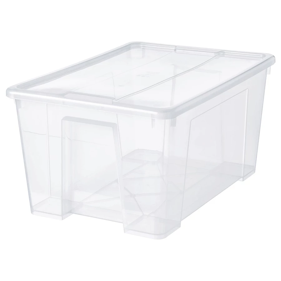 Коробка с крышкой - SAMLA IKEA/ САМЛА ИКЕА, 57х39х28 см, прозрачный (изображение №1)