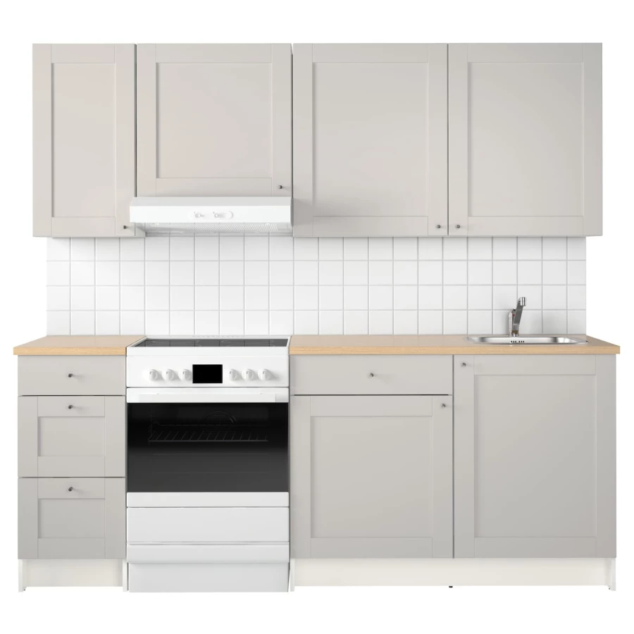 Кухонная комбинация для хранения -   KNOXHULT IKEA/ КНОКСХУЛЬТ ИКЕА, 220x61x220 см, бежевый/белый (изображение №2)