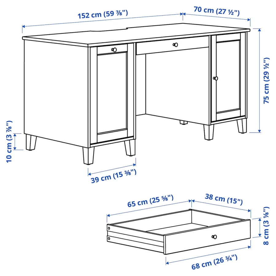 Письменный стол с ящиками - IKEA IDANÄS/IDANAS/ИДАНЭС/ИДАНАС ИКЕА, 152х70 см, коричневый (изображение №9)