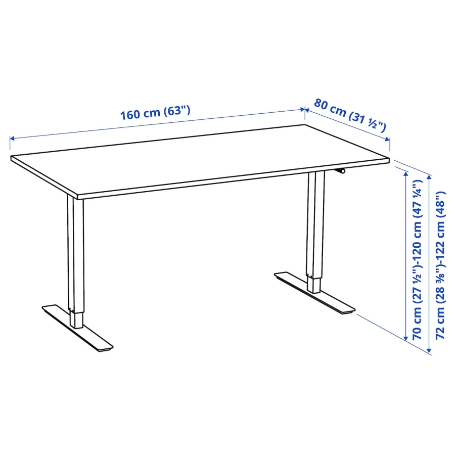 Письменный стол - IKEA TROTTEN, 160х80х72-122 см, бежевый/антрацит, ТРОТТЕН ИКЕА (изображение №8)
