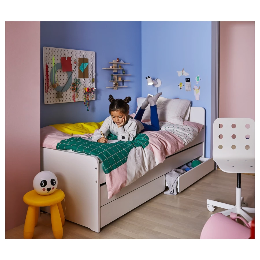 Каркас кровати с нижним спальным местом - IKEA SLÄKT/LURÖY/SLAKT/LUROY, 200х90 см, белый, СЛЭКТ/ЛУРОЙ ИКЕА (изображение №2)