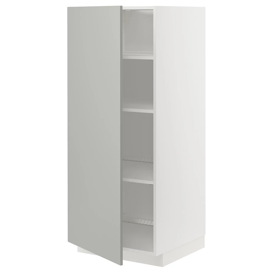 Высокий шкаф с полками - IKEA METOD/МЕТОД ИКЕА, 140х60х60 см, белый/серый (изображение №1)