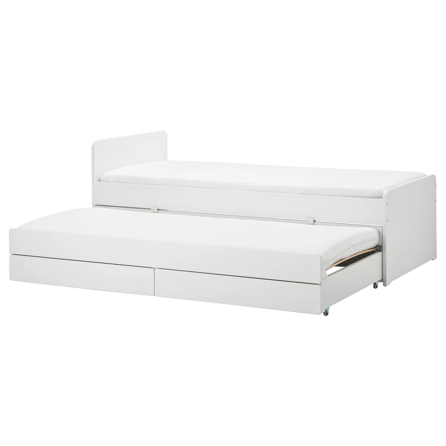 Каркас кровати с нижним спальным местом - IKEA SLÄKT/LURÖY/SLAKT/LUROY, 200х90 см, белый, СЛЭКТ/ЛУРОЙ ИКЕА (изображение №1)