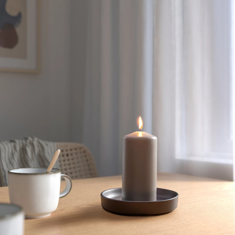 Свеча формовая без запаха - IKEA DAGLIGEN/ДАГЛИГЕН ИКЕА, 14х6,8 см, бежевый (изображение №2)