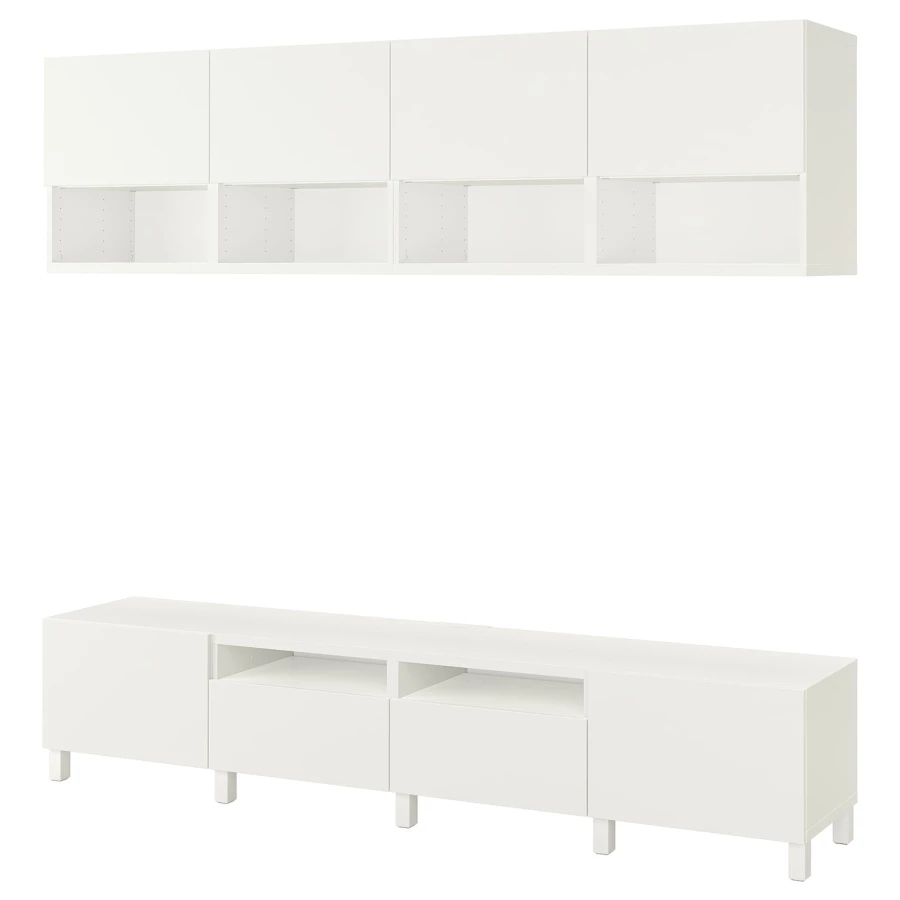 Шкаф для ТВ - IKEA BESTÅ/BESTA, 240x42x230 см, белый, Бесто ИКЕА (изображение №1)