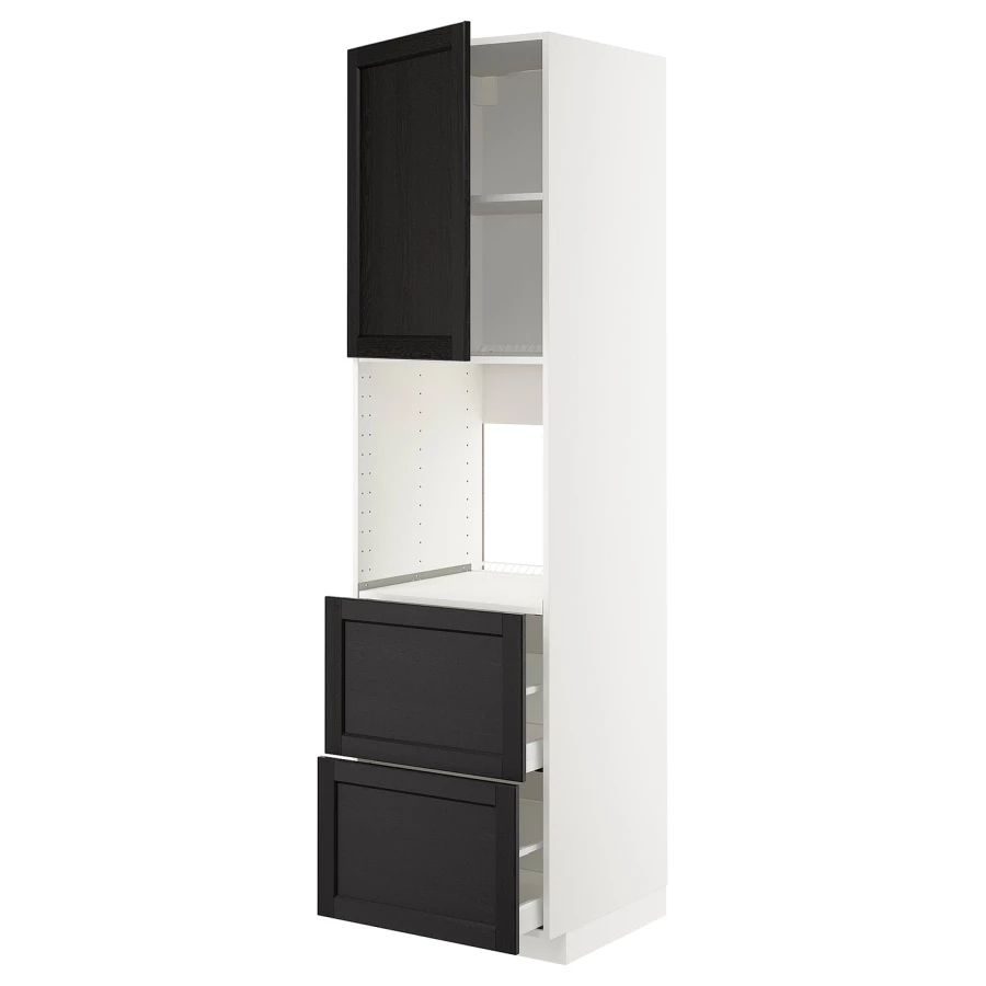 Высокий шкаф - IKEA METOD/MAXIMERA/МЕТОД/МАКСИМЕРА ИКЕА, 220х60х60 см, белый/черный (изображение №1)