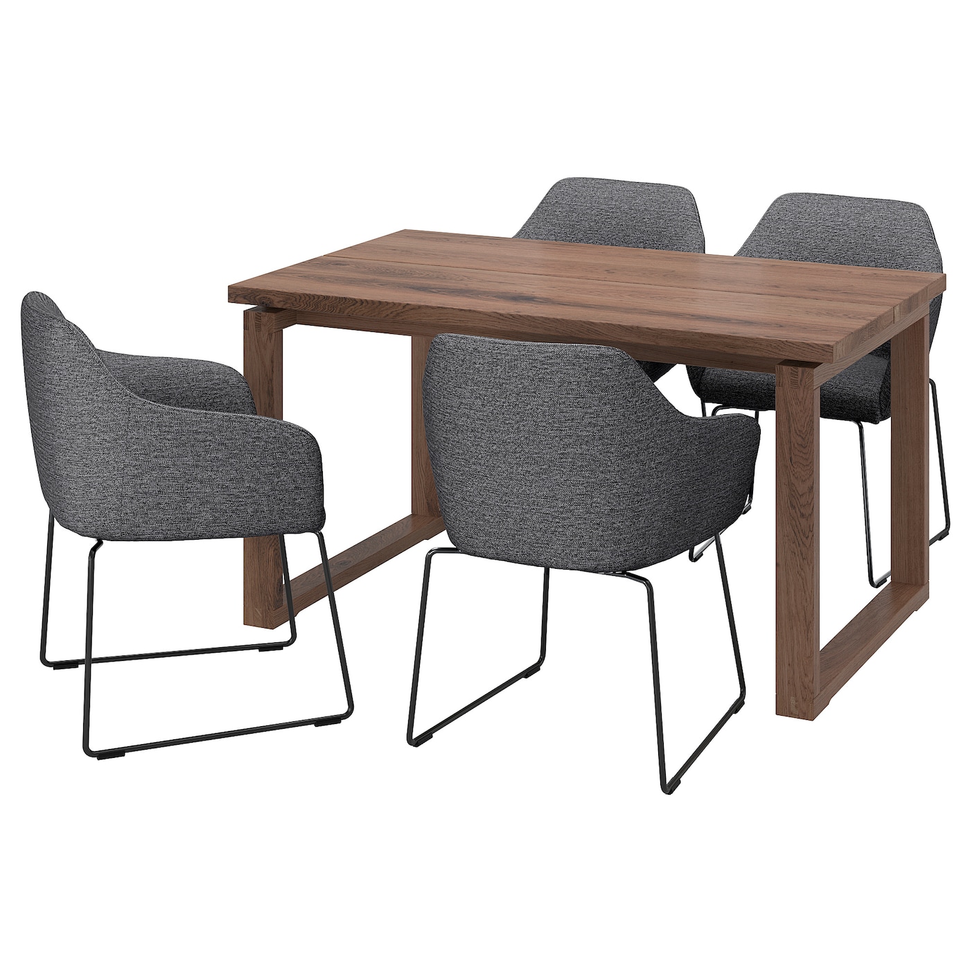 Стол + 4 стула с подлокотниками - MÖRBYLÅNGA / TOSSBERG IKEA/ МЕРБИЛОНГА/ ТОССБЕРГ ИКЕА, 140х85 см, коричневый/серый