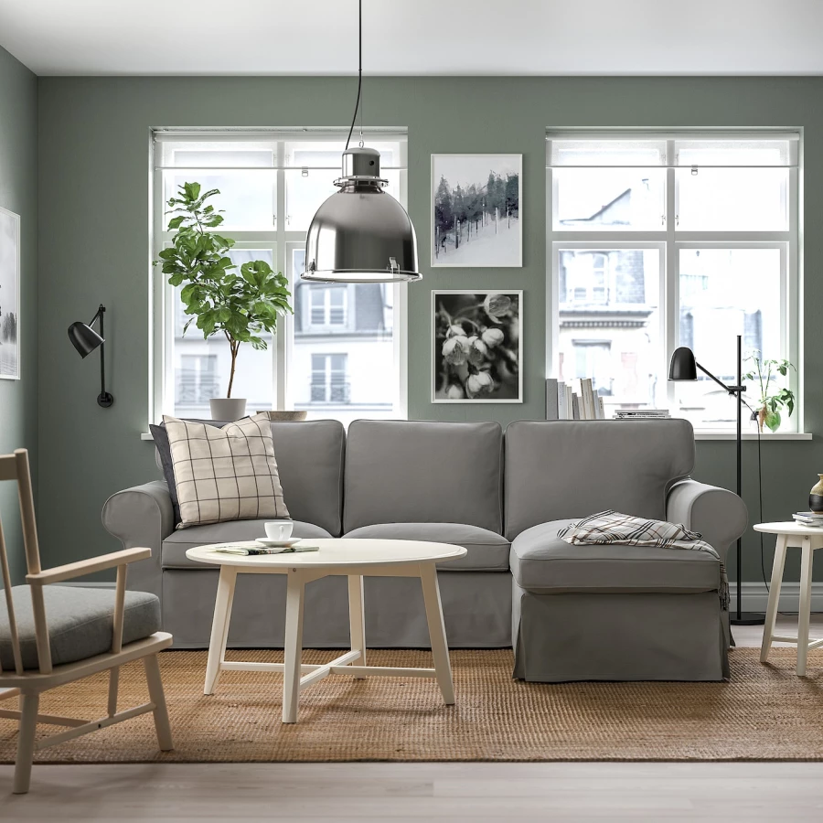 3-местный диван с шезлонгом - IKEA EKTORP, 88x88x252см, серый, ЭКТОРП ИКЕА (изображение №2)