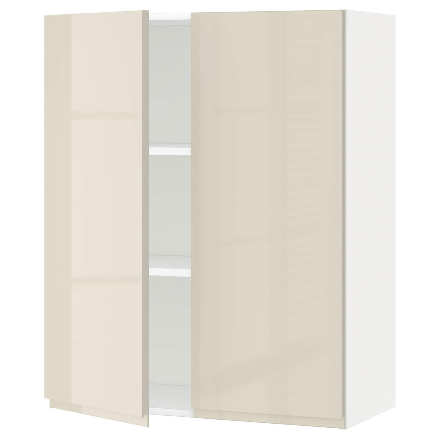 Навесной шкаф с полкой - METOD IKEA/ МЕТОД ИКЕА, 100х80 см, белый/бежевый