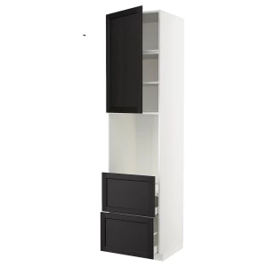 Высокий шкаф с ящиками - IKEA METOD/MAXIMERA/МЕТОД/МАКСИМЕРА ИКЕА, 240х60х60 см, белый/черный