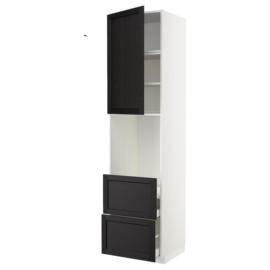 Высокий шкаф с ящиками - IKEA METOD/MAXIMERA/МЕТОД/МАКСИМЕРА ИКЕА, 240х60х60 см, белый/черный (изображение №1)