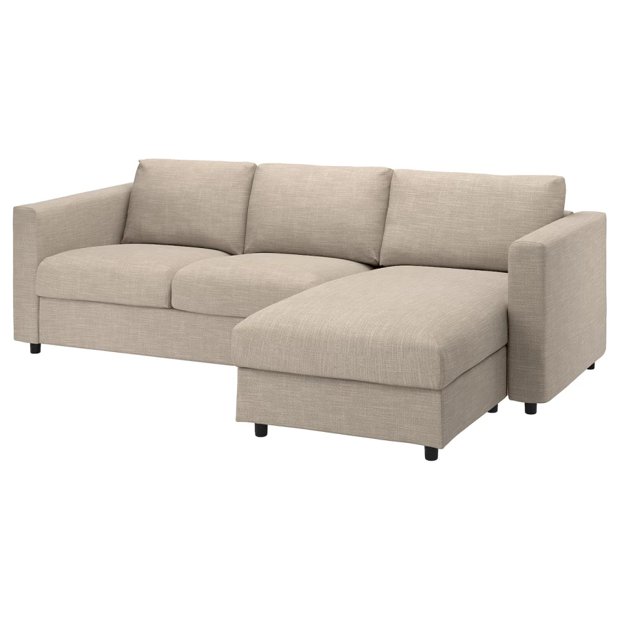 VIMLE Чехол на 3-х местный диван с шезлонгом/Хилларед бежевый ИКЕА (изображение №1)