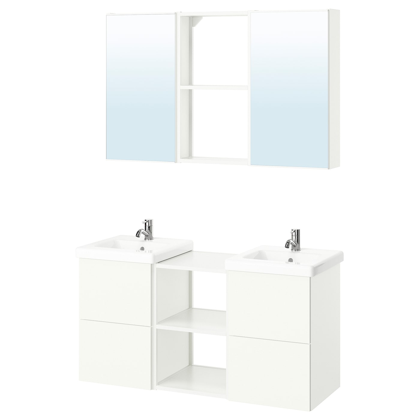 Комбинация для ванной - IKEA ENHET, 124х43х65 см, белый, ЭНХЕТ ИКЕА