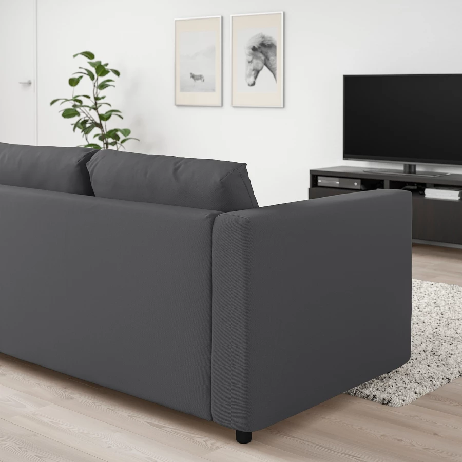 3-местный диван с шезлонгом - IKEA VIMLE, 98x271см, черный, ВИМЛЕ ИКЕА (изображение №5)