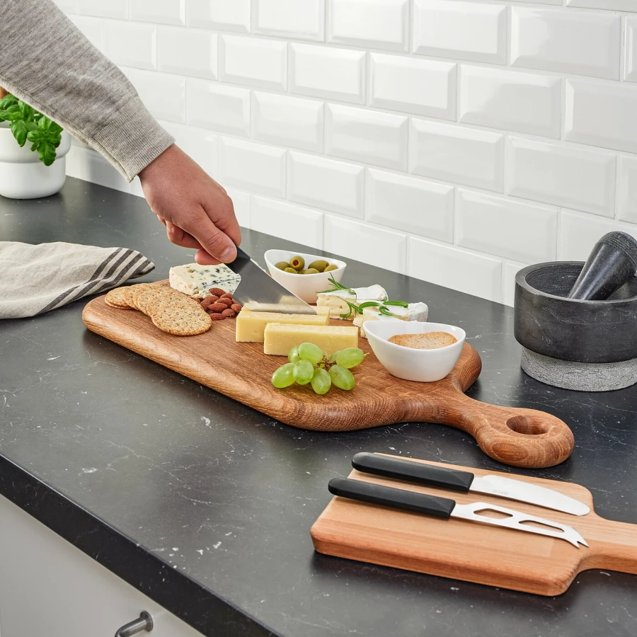 Набор ножей для сыра - IKEA SKARLANGA/SKÄRLÅNGA, 3 предмета, нержавеющая сталь/черный, СКЭРЛОНГА ИКЕА (изображение №6)