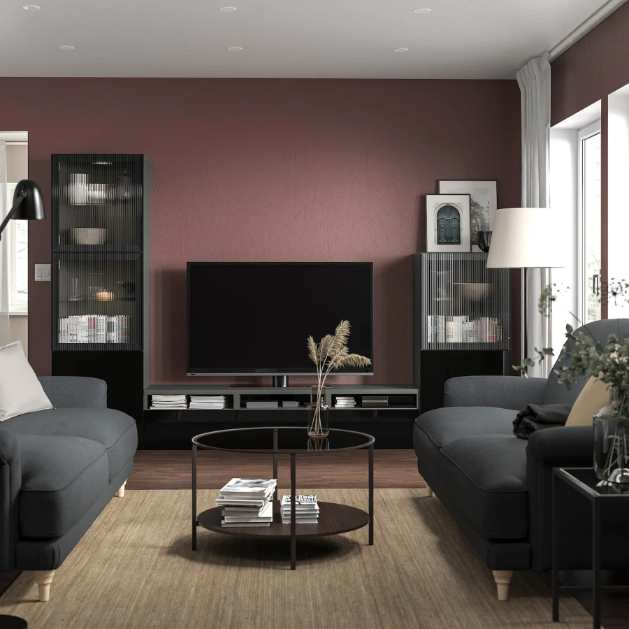Комбинация для хранения ТВ - IKEA BESTÅ/BESTA, 193x42x300см, черный, БЕСТО ИКЕА (изображение №3)