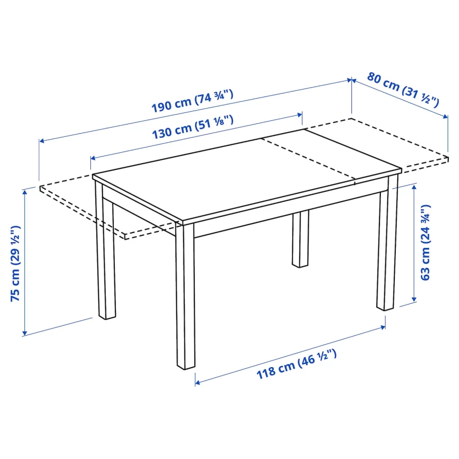 Стол и 4 стула - IKEA EKEDALEN/ЭКЕДАЛЕН ИКЕА, 120х180x80 см, белый/серый (изображение №4)
