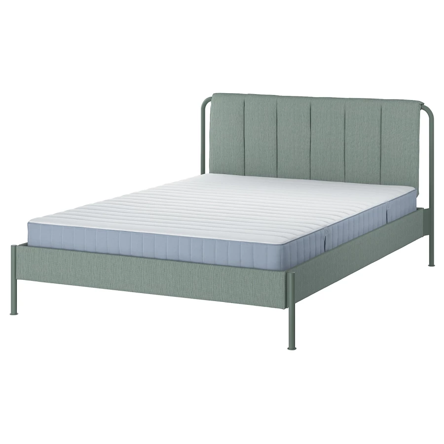 Каркас кровати мягкий с матрасом - IKEA TÄLLÅSEN/TALLASEN, 200х160 см, светло-зеленый, ТЭЛЛАСОН ИКЕА (изображение №1)