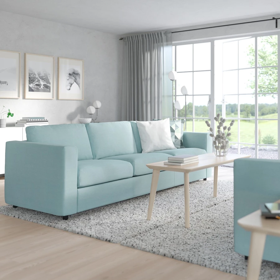 3-местный диван-кровать - IKEA VIMLE, 98x261см, голубой, ВИМЛЕ ИКЕА (изображение №3)