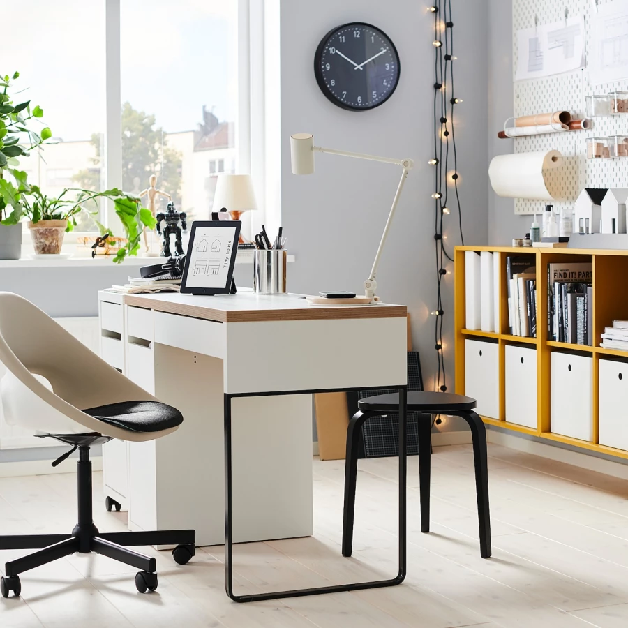 Письменный стол с ящиком - IKEA MICKE, 105x50 см,  белый антрацит, МИККЕ ИКЕА (изображение №3)