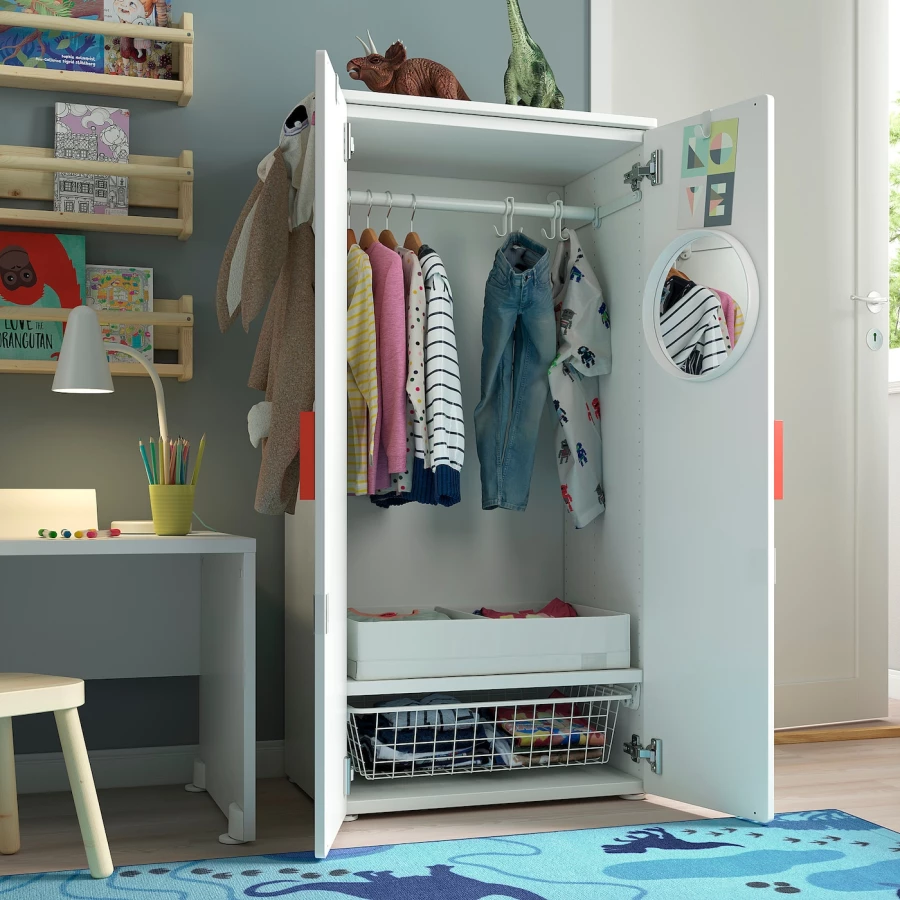 Шкаф детский - IKEA SMÅSTAD/SMASTAD, 60x42x123 см, белый/зеленый, СМОСТАД ИКЕА (изображение №3)