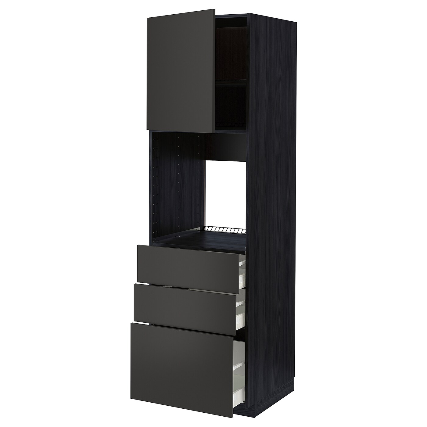 Высокий шкаф с ящиками - IKEA METOD/MAXIMERA/МЕТОД/МАКСИМЕРА ИКЕА, 200х60х60 см, черный