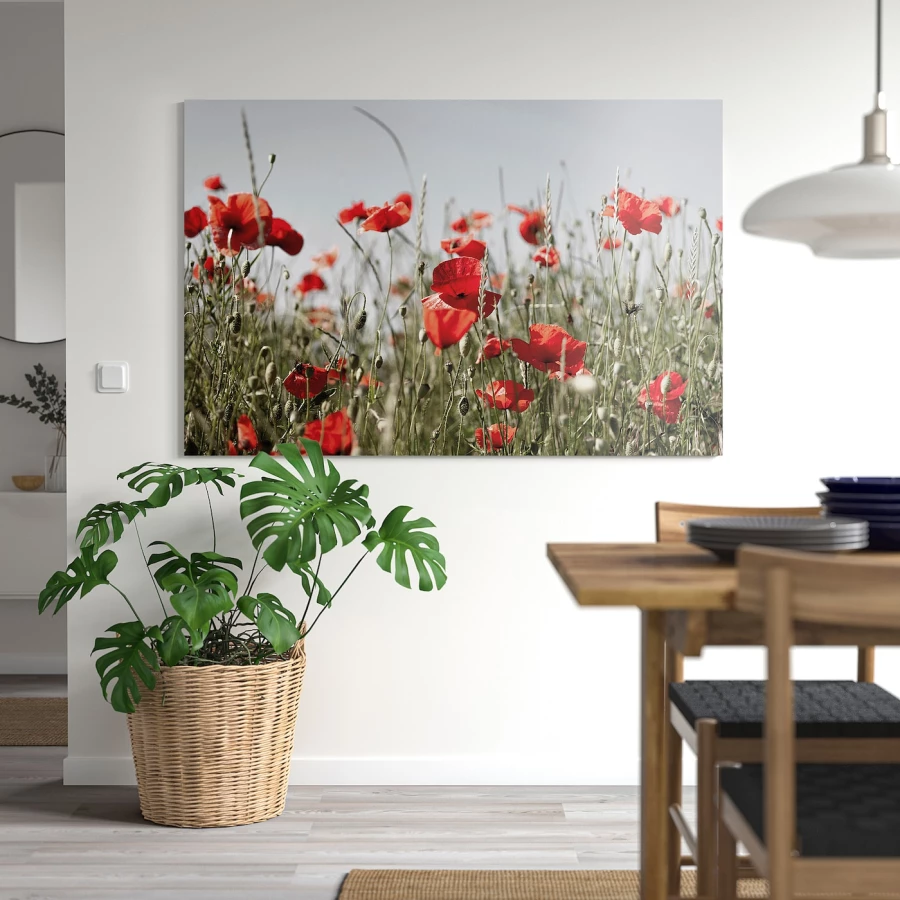 Картина - IKEA PJÄTTERYD/ ПЬЕТТЕРИД ИКЕА, 118х78 см, "Красные полевые цветы" (изображение №2)