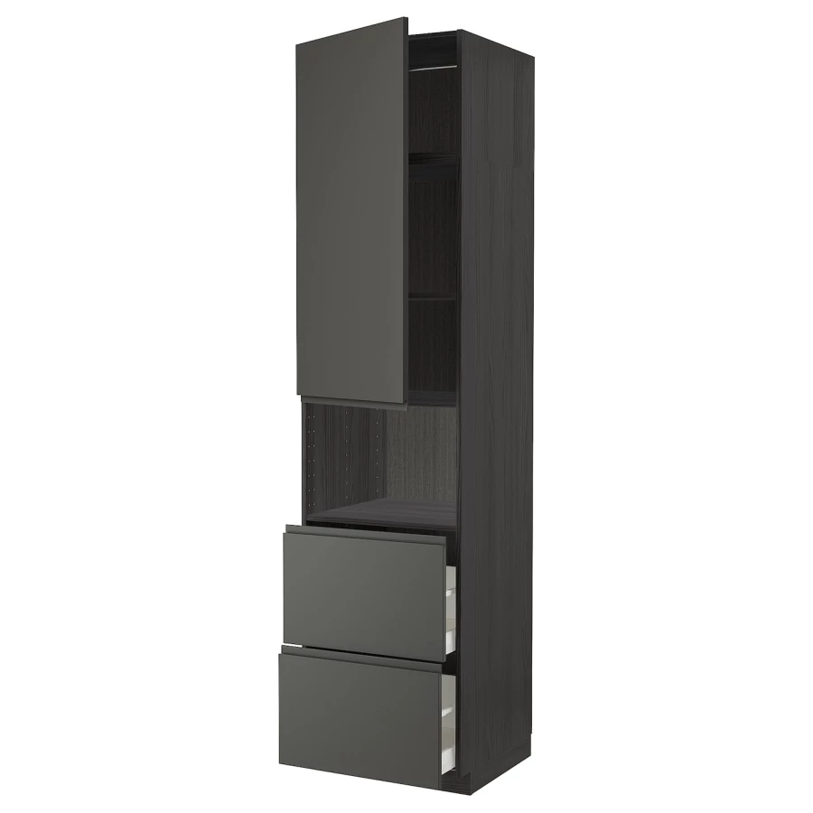 Высокий шкаф - IKEA METOD/MAXIMERA/МЕТОД/МАКСИМЕРА ИКЕА, 240х60х60 см, черный (изображение №1)