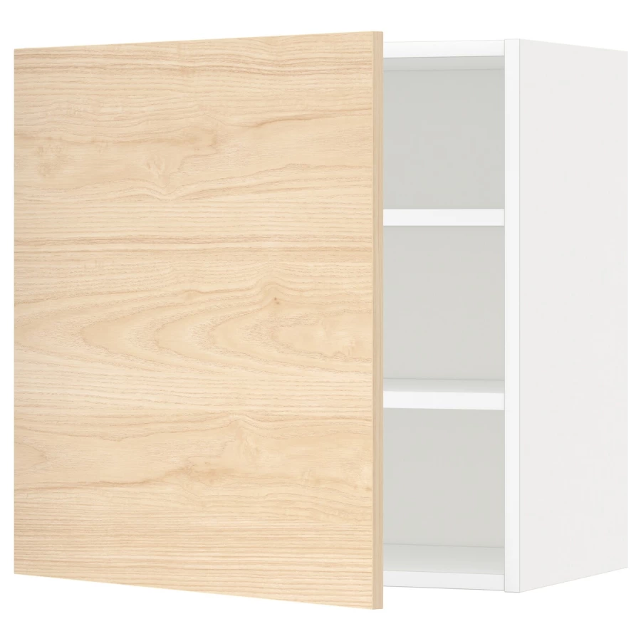 Кухонный настенный шкаф - IKEA METOD/МЕТОД ИКЕА, 60x60 см, белый/под беленый дуб (изображение №1)