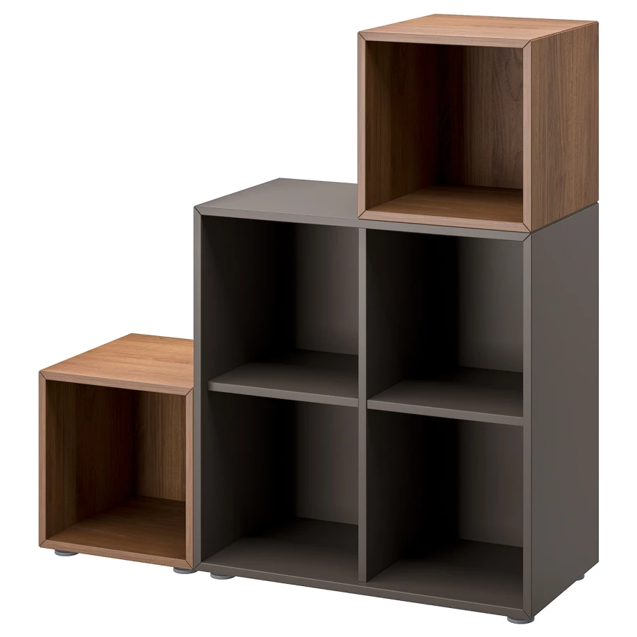 Комбинация для хранения - EKET IKEA/ЭКЕТ ИКЕА, 105x35x107 ,серый/коричневый (изображение №1)