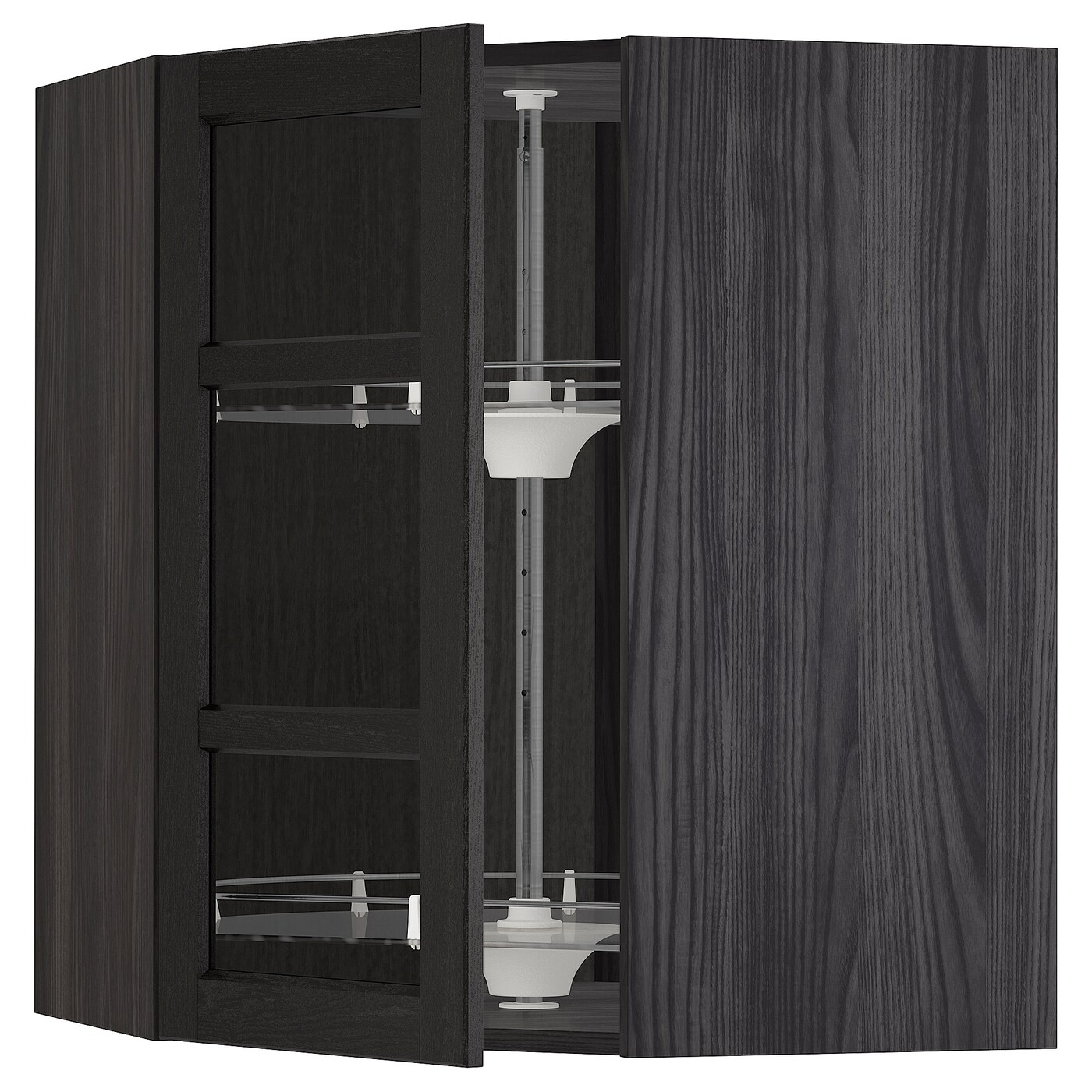 Навесной шкаф - IKEA METOD, 67.5х67.5х80 см, черный/стекло, МЕТОД ИКЕА