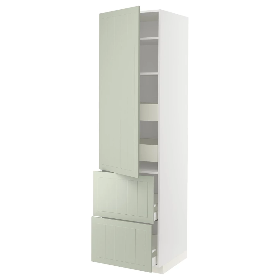 Высокий шкаф - IKEA METOD/MAXIMERA/МЕТОД/МАКСИМЕРА ИКЕА, 60х60х220 см, белый/светло-зеленый (изображение №1)
