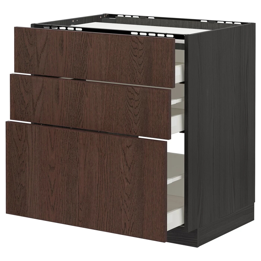 Напольный кухонный шкаф  - IKEA METOD MAXIMERA, 88x61,6x80см, черный/коричневый, МЕТОД МАКСИМЕРА ИКЕА (изображение №1)
