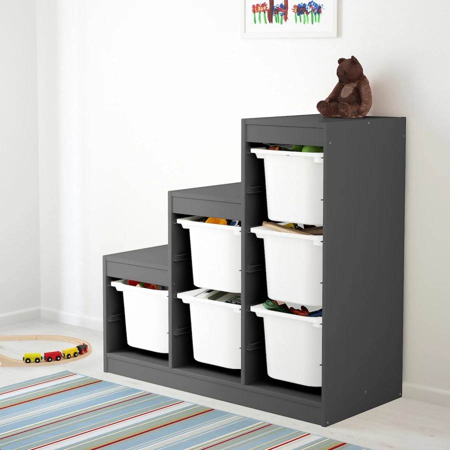 Стеллаж - TROFAST IKEA/ ТРУФАСТ ИКЕА,  99х94х44 см, черный/белый (изображение №2)