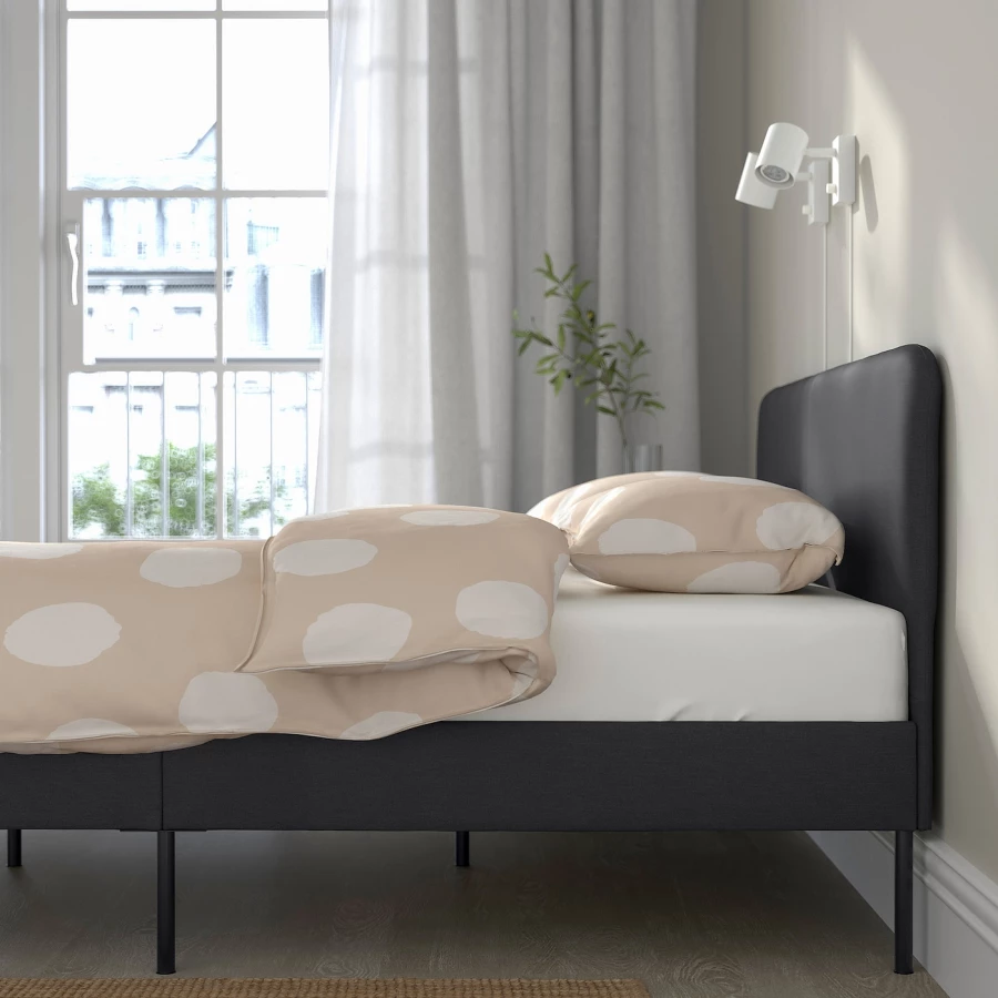 Каркас кровати - SLATTUM IKEA/  СЛАТТУМ  ИКЕА,  206х144 см, черный (изображение №3)