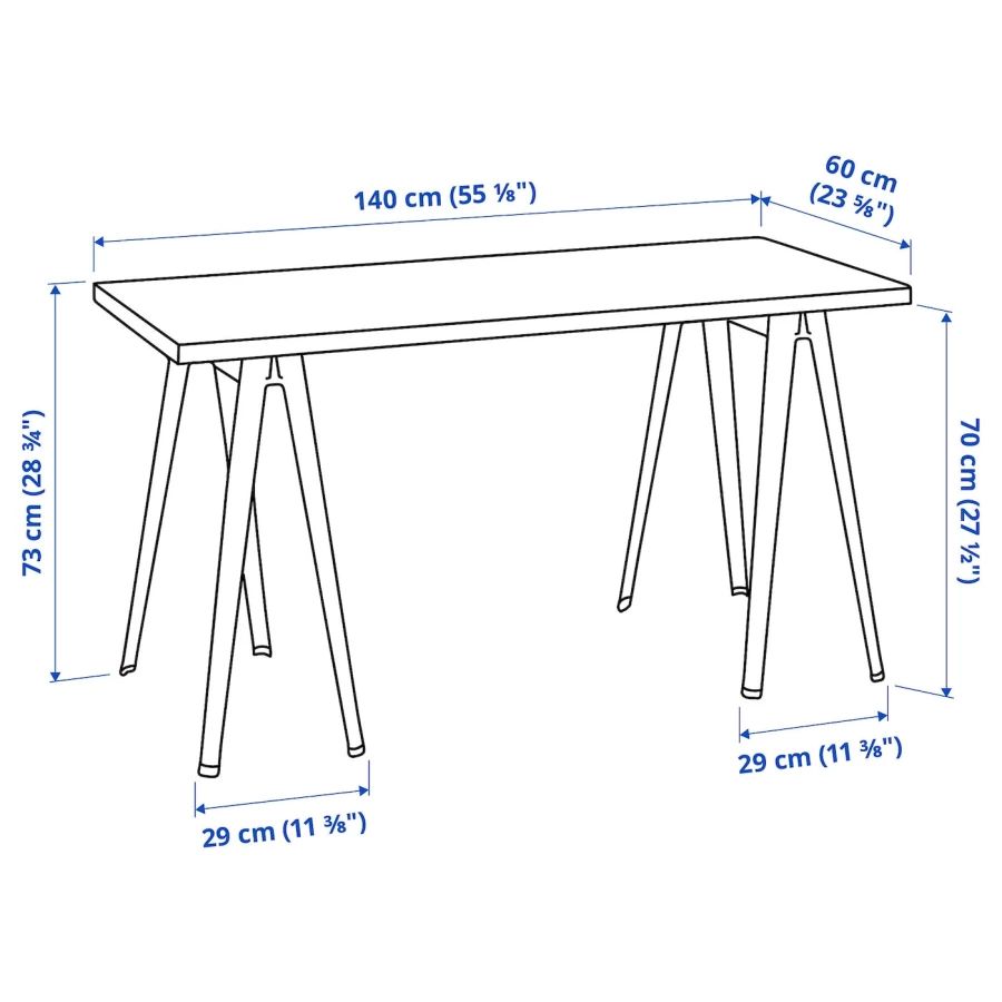 Письменный стол - IKEA LAGKAPTEN/NÄRSPEL/NARSPEL, 140х60 см, белый/темно-серый, ЛАГКАПТЕН/НЭРСПЕЛЬ ИКЕА (изображение №4)