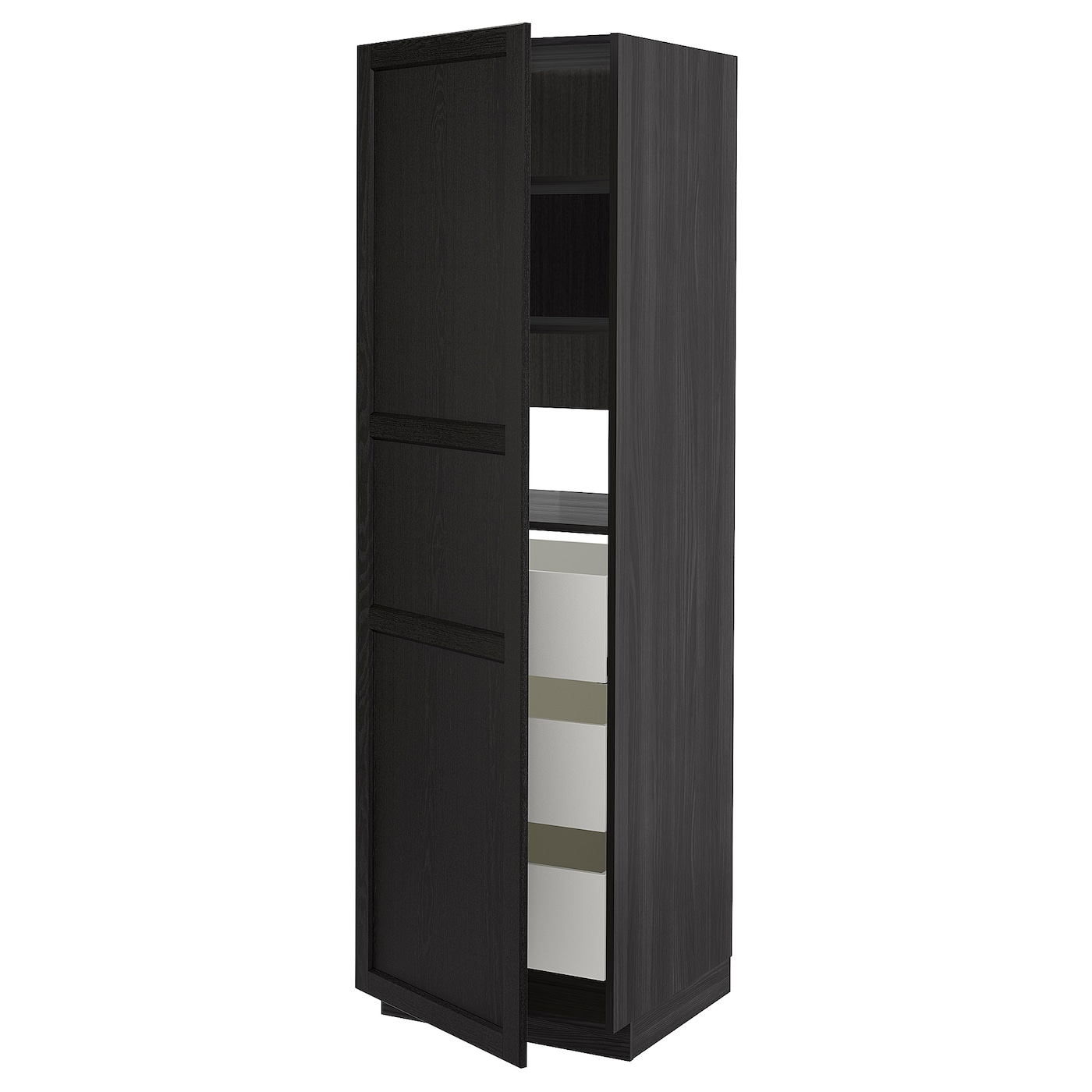 Высокий шкаф с ящиками - IKEA METOD/MAXIMERA/МЕТОД/МАКСИМЕРА ИКЕА, 60х60х200 см, черный