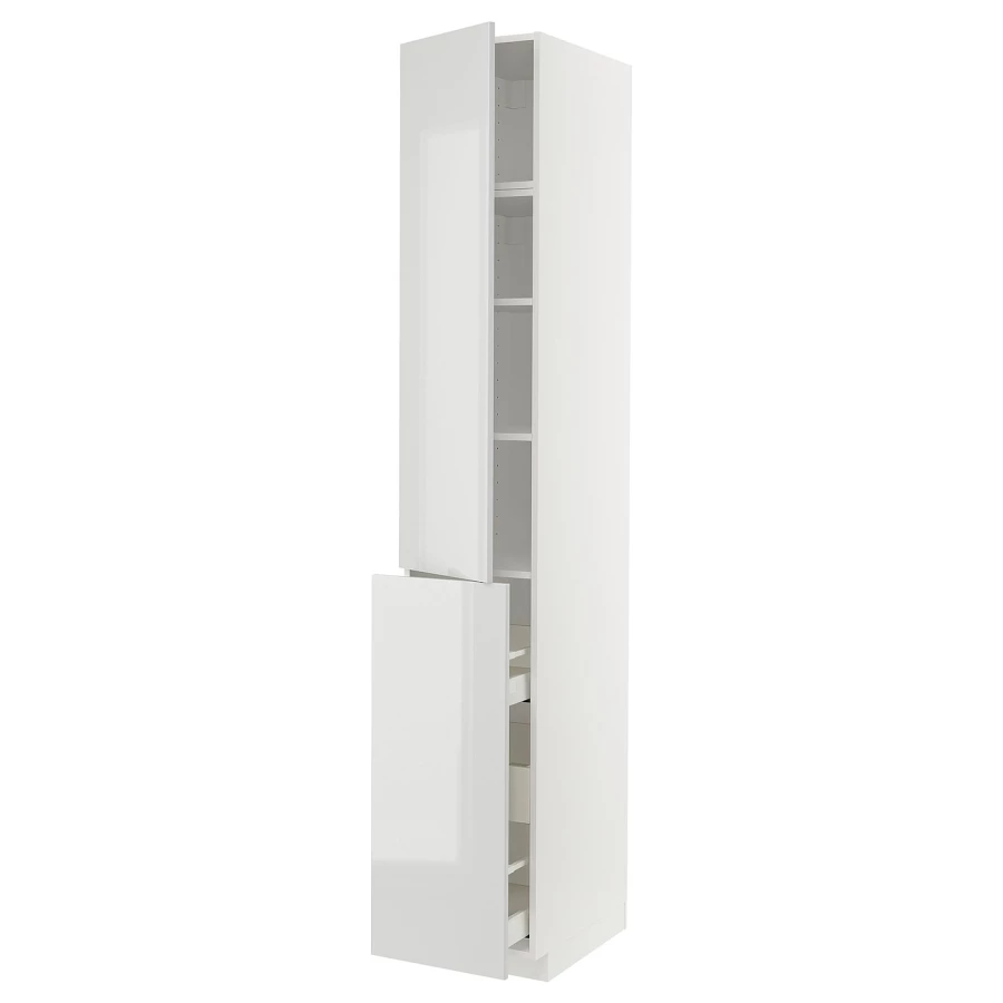 Высокий шкаф - IKEA METOD/MAXIMERA/МЕТОД/МАКСИМЕРА ИКЕА, 240х60х40 см, белый/светло-серый (изображение №1)