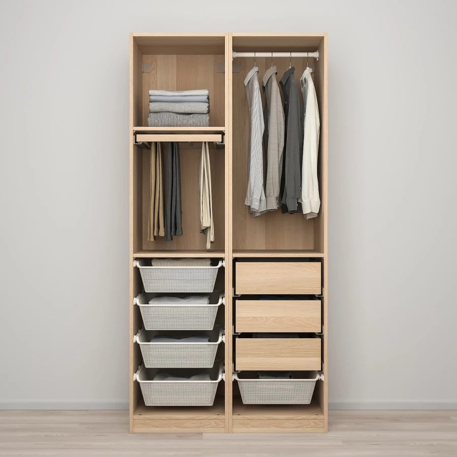 Шкаф - IKEA PAX/FORSAND/ПАКС/ФОРСАНД ИКЕА, 100х60х201,2 см, светло-коричневый (изображение №2)