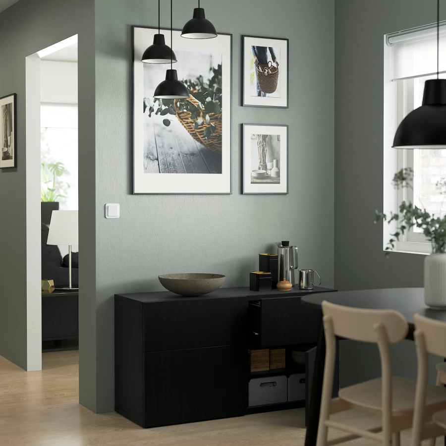 Комбинация для хранения - IKEA BESTÅ/BESTA, 120х42х65 см, черно-коричневый, БЕСТО ИКЕА (изображение №2)