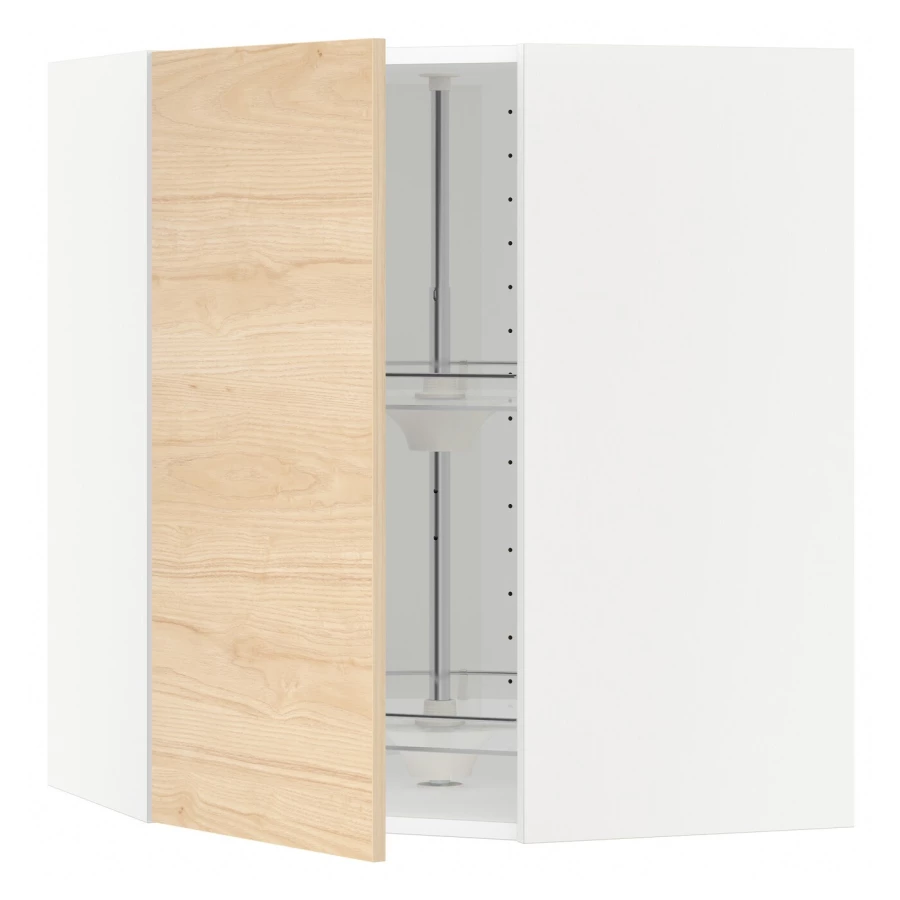Угловой навесной шкаф с каруселью - METOD  IKEA/  МЕТОД ИКЕА, 80х68 см, белый/под беленый дуб (изображение №1)