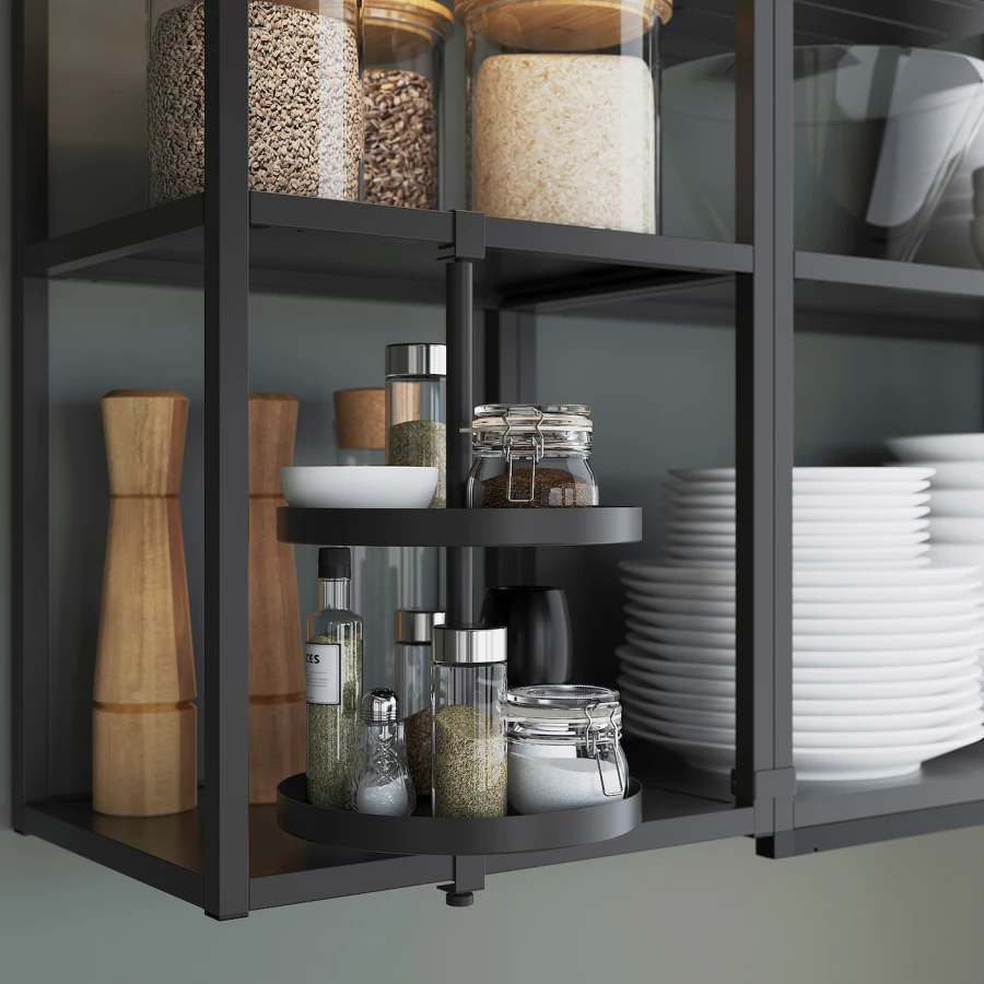 Комбинация для кухонного хранения  - ENHET  IKEA/ ЭНХЕТ ИКЕА, 183x63,5x222 см, белый/бежевый/черный (изображение №9)