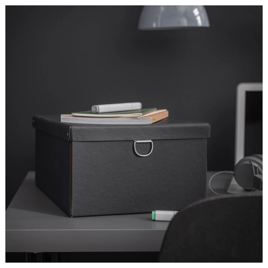 Коробка с крышкой - NIMM IKEA/ НИММ  ИКЕА, 35х25х15 см, черный (изображение №2)
