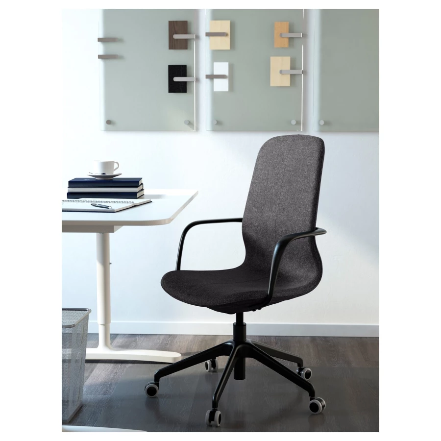 Офисный стул - IKEA LÅNGFJÄLL/LANGFJALL, 68x68x104см, черный, ЛОНГФЬЕЛЛЬ ИКЕА (изображение №5)