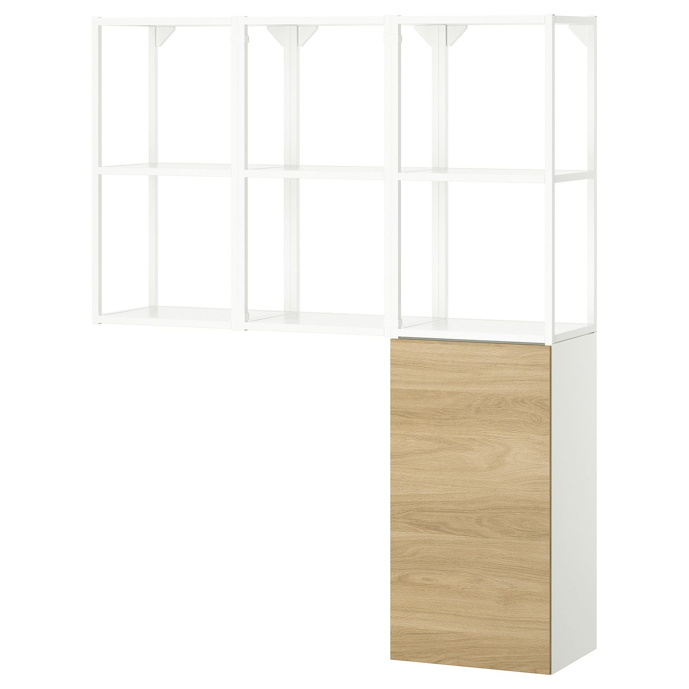 Книжный шкаф -  ENHET IKEA/ ЭНХЕТ ИКЕА, 150х120 см, белый/под беленый дуб
